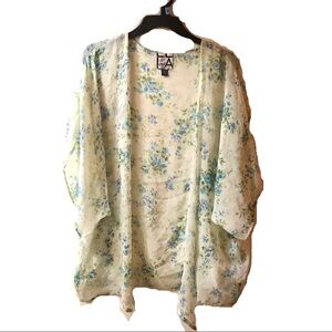 LA Living Doll Sheer Floral Kimono Cardigan